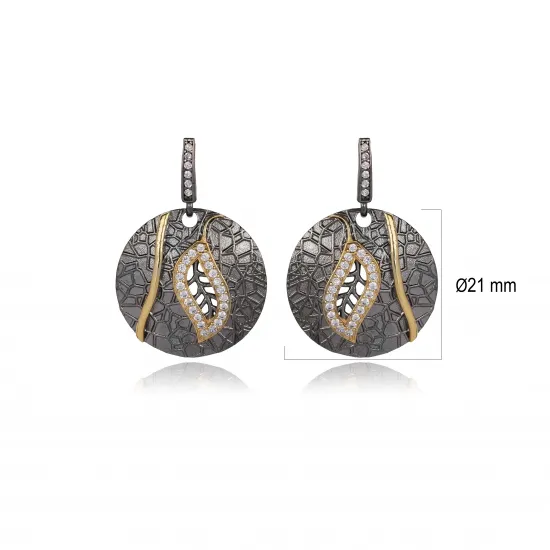Filigree Leaf Turkish 925 Silver CZ Earrings