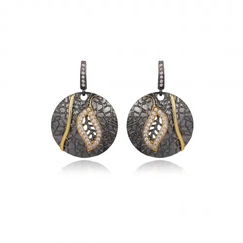 Filigree Leaf Turkish 925 Silver CZ Earrings