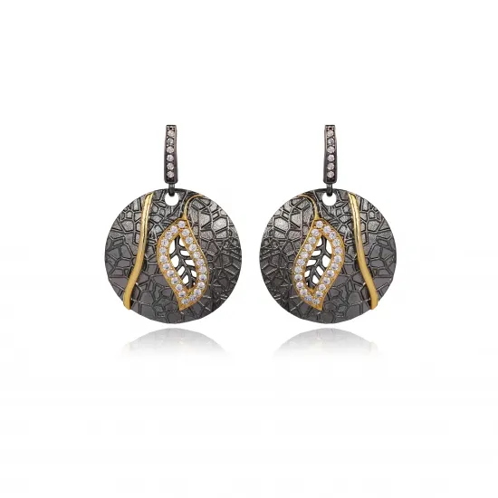 Filigree Leaf Turkish 925 Silver CZ Earrings