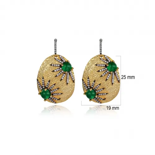 Wholesale 925 Silver Emerald Starburst Earrings Wholesale 925 Silver Emerald Starburst Earrings