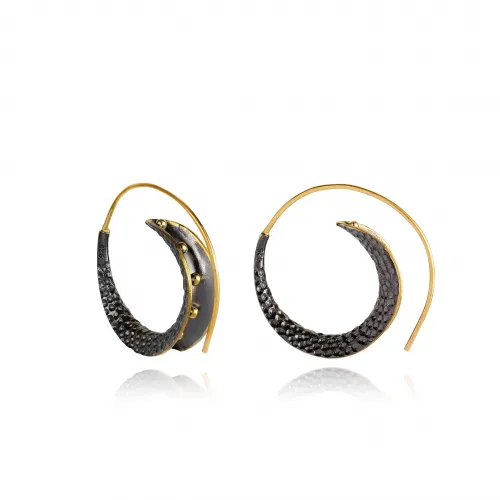 Tribal Boho Turkish 925 Silver Spiral Hoops
