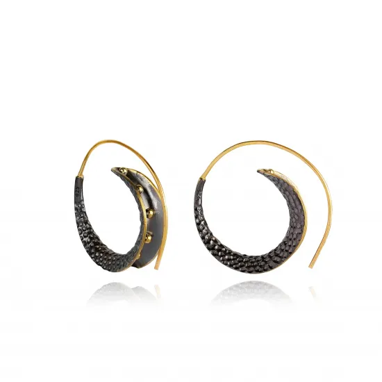 Tribal Boho Turkish 925 Silver Spiral Hoops