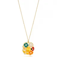 Multicolor Enamel Citrine Flower Butterfly Ladybug Silver Necklace