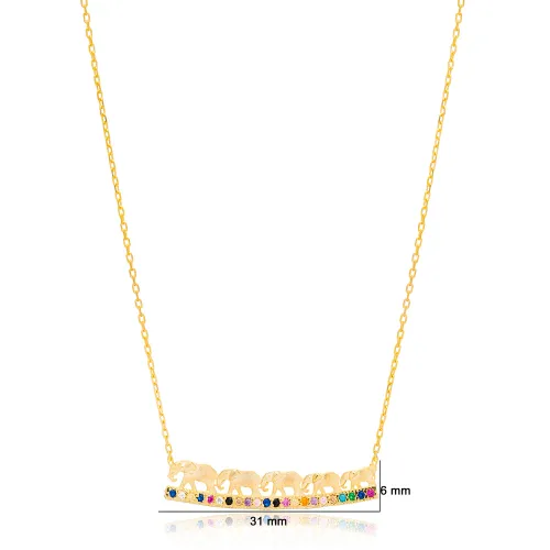 Rainbow Mix Stone Elephant Animal Charm Necklace Pendant 925 Sterling Silver Jewelry Rainbow Mix Stone Elephant Animal Charm Necklace Pendant 925 Sterling Silver Jewelry