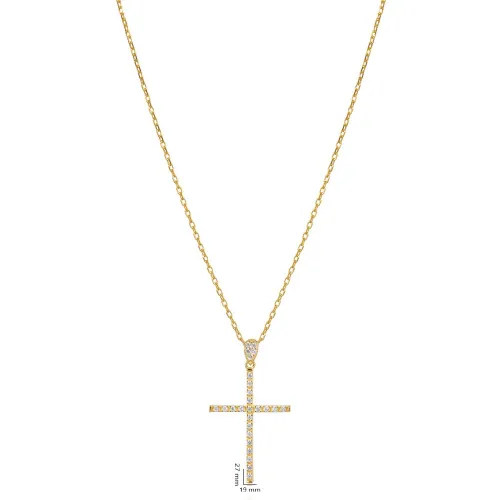 CZ Stone Classic Cross Design Charm Necklace