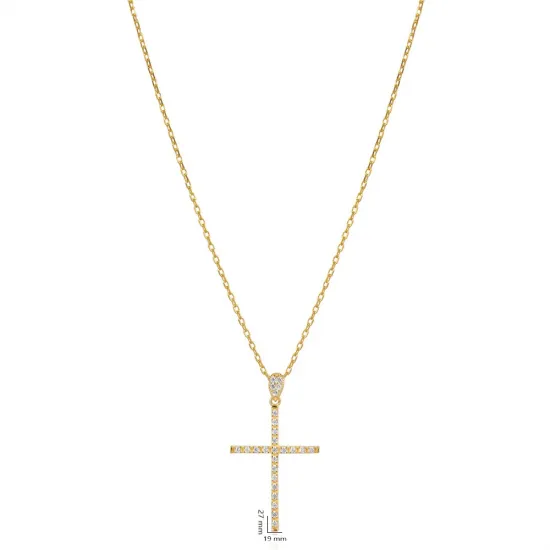 CZ Stone Classic Cross Design Charm Necklace CZ Stone Classic Cross Design Charm Necklace