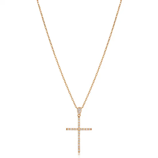 CZ Stone Classic Cross Design Charm Necklace CZ Stone Classic Cross Design Charm Necklace