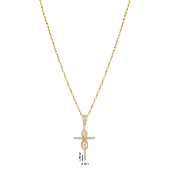 Infinity Cross Design CZ Stone Charm Necklace Infinity Cross Design CZ Stone Charm Necklace
