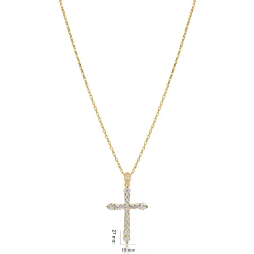 CZ Stone Cross Design Charm Necklace