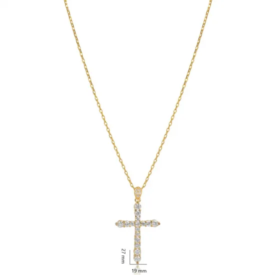 CZ Stone Cross Design Charm Necklace CZ Stone Cross Design Charm Necklace