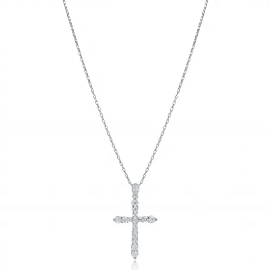 CZ Stone Cross Design Charm Necklace CZ Stone Cross Design Charm Necklace