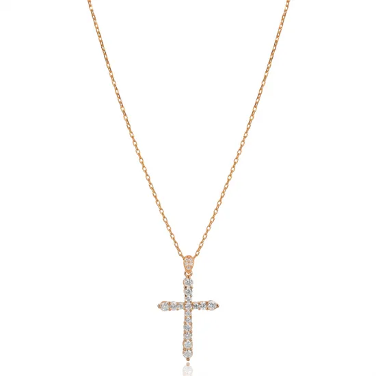 CZ Stone Cross Design Charm Necklace CZ Stone Cross Design Charm Necklace