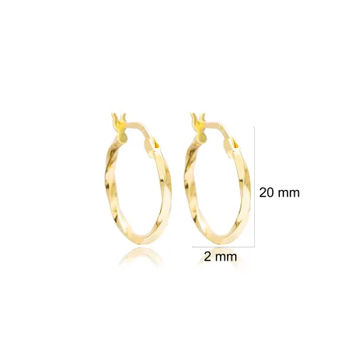 Minimalist Wave Design 20 mm Silver Hoop Earrings