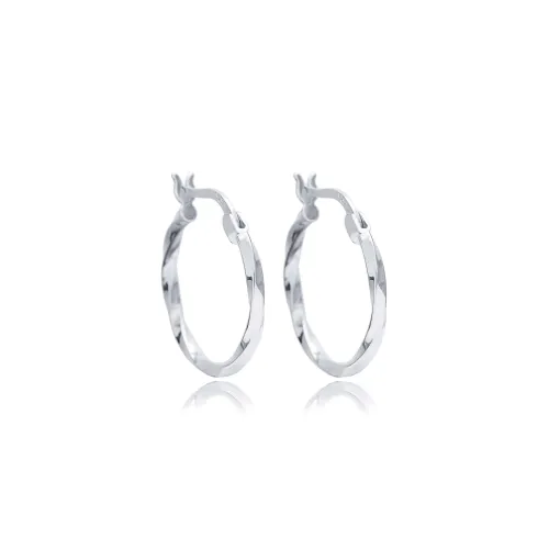 Minimalist Wave Design 20 mm Silver Hoop Earrings