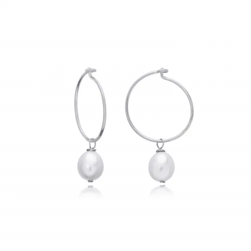 Pearl Design Wholesale Sterling Silver Hoop Earrings