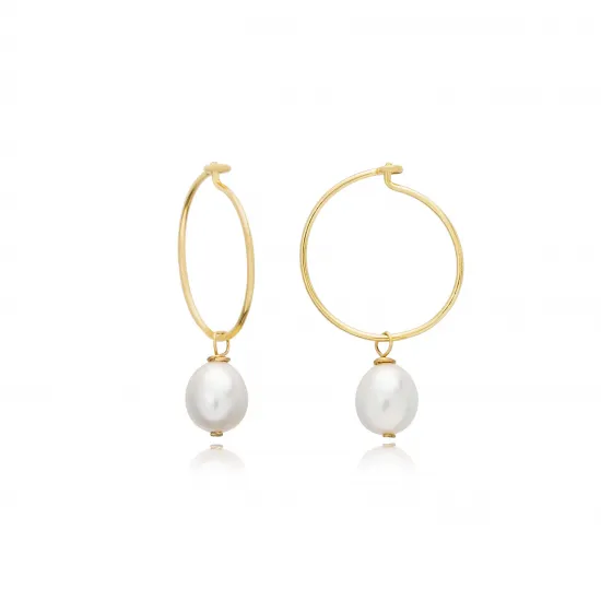 Pearl Design Wholesale Sterling Silver Hoop Earrings Pearl Design Wholesale Sterling Silver Hoop Earrings