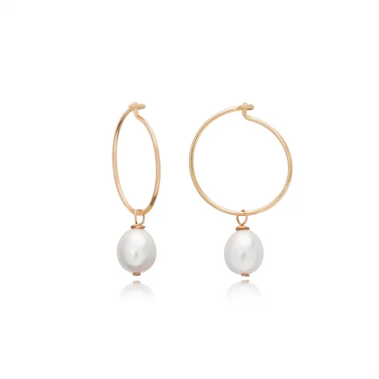 Pearl Design Wholesale Sterling Silver Hoop Earrings Pearl Design Wholesale Sterling Silver Hoop Earrings