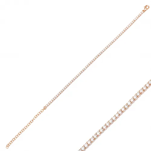 2 mm Square Design CZ Sterling Silver Tennis Bracelet