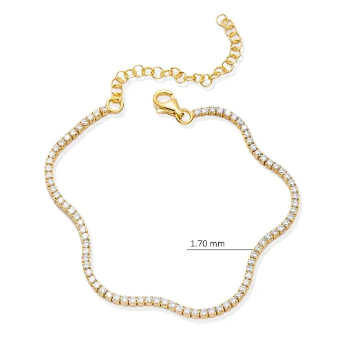 Square Zircon 1.70 mm Tennis Bracelet Silver Jewelry