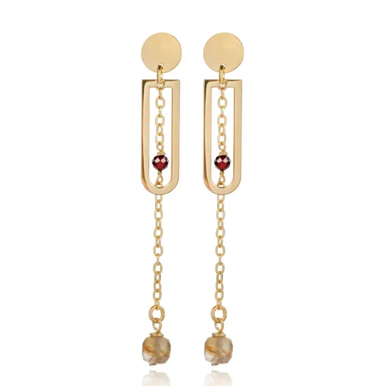 Plain Geometric Design Citrine Stone Earring Plain Geometric Design Citrine Stone Earring