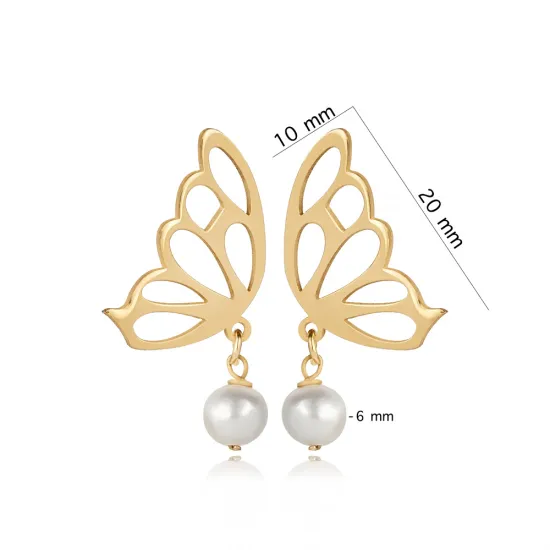 Plain Butterfly Round Pearl Stud Earrings Plain Butterfly Round Pearl Stud Earrings