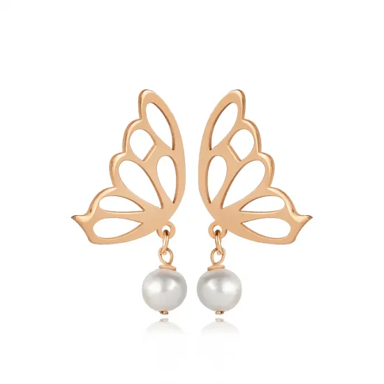 Plain Butterfly Round Pearl Stud Earrings Plain Butterfly Round Pearl Stud Earrings
