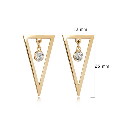 Plain Triangle Round CZ Stone Stud Earrings Plain Triangle Round CZ Stone Stud Earrings