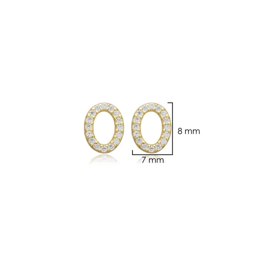 Oval Design CZ Stone Silver Stud Earrings Oval Design CZ Stone Silver Stud Earrings