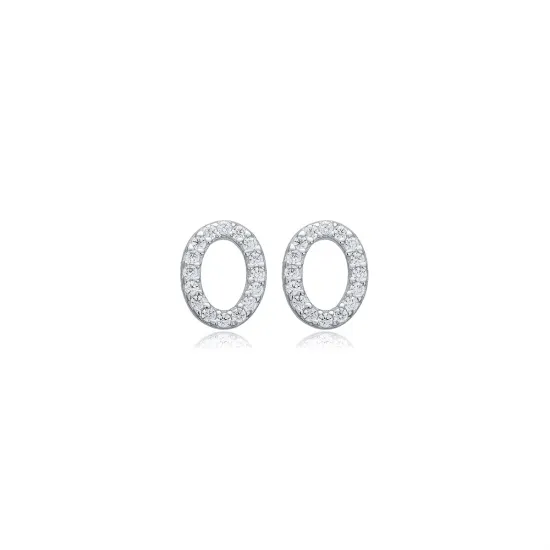 Oval Design CZ Stone Silver Stud Earrings Oval Design CZ Stone Silver Stud Earrings