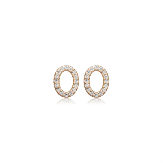 Oval Design CZ Stone Silver Stud Earrings Oval Design CZ Stone Silver Stud Earrings