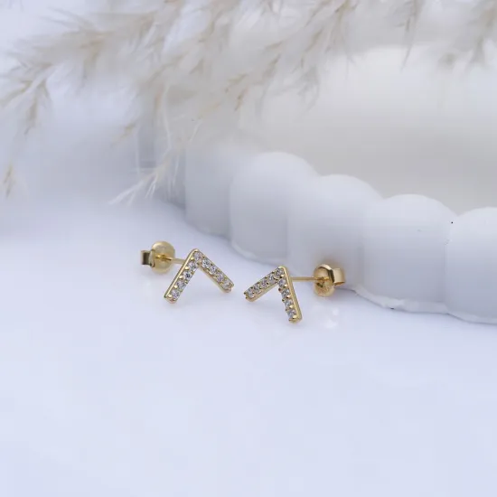 Minimalist V Design CZ 925 Stud Earrings Minimalist V Design CZ 925 Stud Earrings