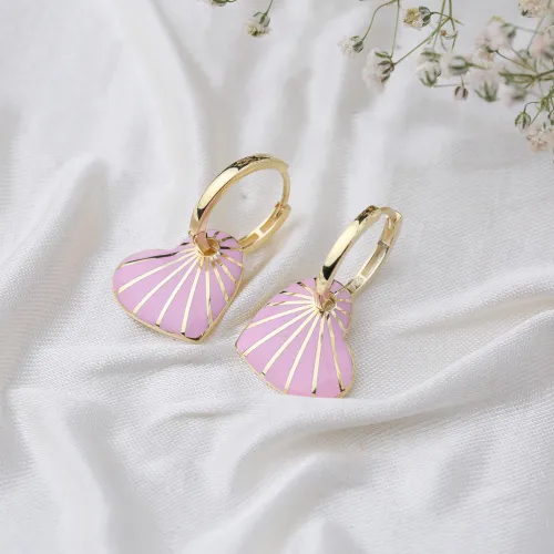 Heart Design Pink Enamel Earrings Turkish Wholesale 925 Sterling Silver Jewelry Heart Design Pink Enamel Earrings Turkish Wholesale 925 Sterling Silver Jewelry