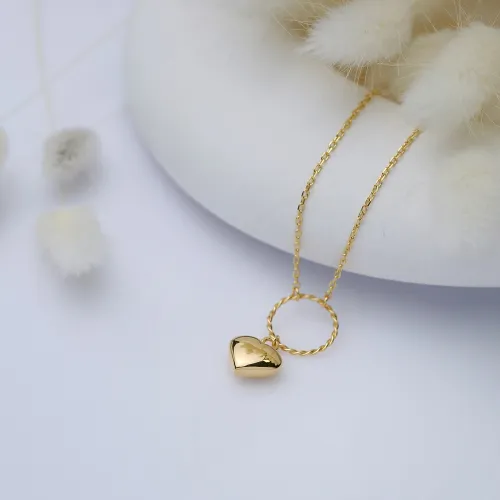 Heart Design Hollow Round 925 Sterling Silver Charm Necklace