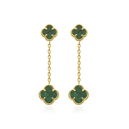 Malachite Clover 925 Silver Stud Earrings Malachite Clover 925 Silver Stud Earrings