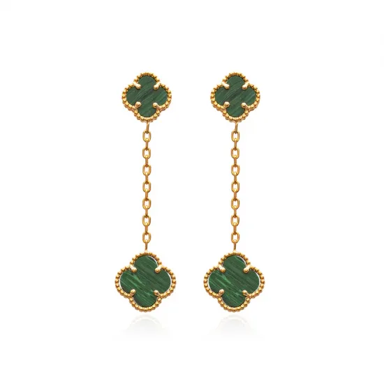 Malachite Clover 925 Silver Stud Earrings Malachite Clover 925 Silver Stud Earrings