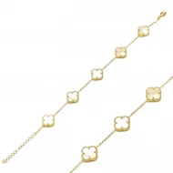 Five Motif White Clover 925 Sterling Silver Bracelet