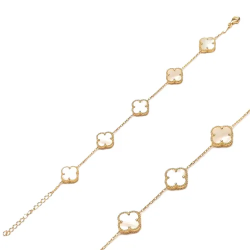 Five Motif White Clover 925 Charm Bracelet Five Motif White Clover 925 Charm Bracelet