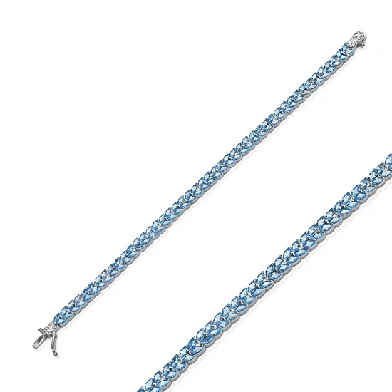 Aquamarine Marquise Cut 925 Tennis Bracelet