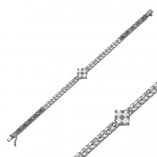 CZ Marquise Clover 925 Silver Tennis Bracelet CZ Marquise Clover 925 Silver Tennis Bracelet