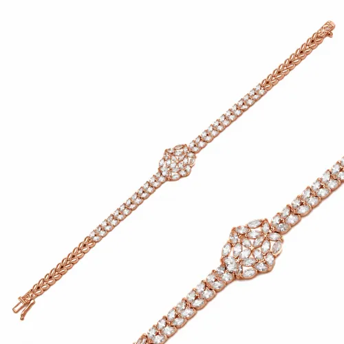 Marquise Cut Floral Medallion Tennis Bracelet Marquise Cut Floral Medallion Tennis Bracelet