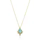 CZ Aquamarine Stone Lotus 925 Charm Necklace CZ Aquamarine Stone Lotus 925 Charm Necklace