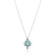 CZ Aquamarine Stone Lotus 925 Charm Necklace CZ Aquamarine Stone Lotus 925 Charm Necklace