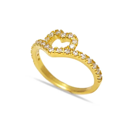 CZ Open Heart 925 Silver Cluster Ring