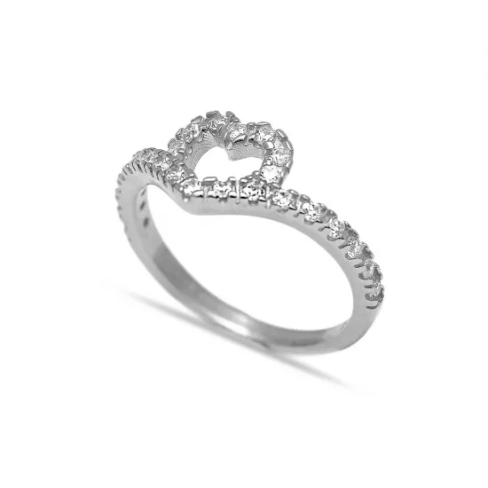 CZ Open Heart 925 Silver Cluster Ring CZ Open Heart 925 Silver Cluster Ring