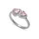 Pink Twin Hearts CZ 925 Cluster Ring