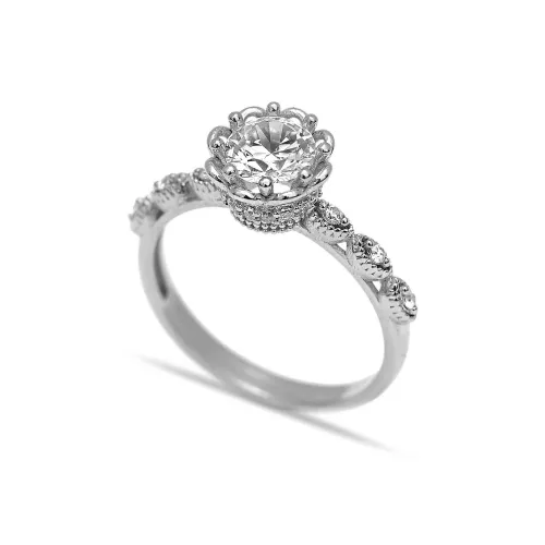Bloom Solitaire CZ Stone 925 Silver Ring Bloom Solitaire CZ Stone 925 Silver Ring