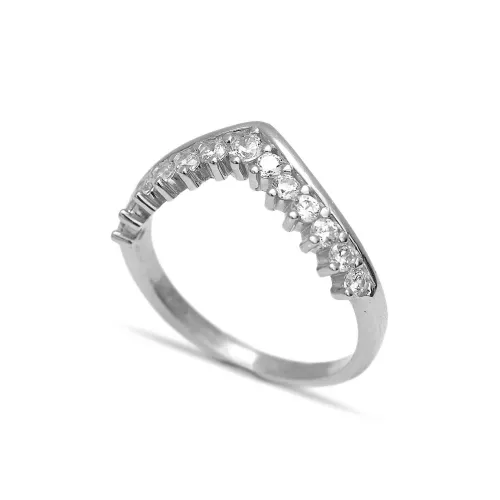 Elegant CZ Stone 925 Silver V Ring Elegant CZ Stone 925 Silver V Ring