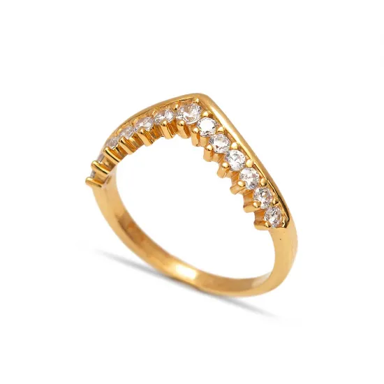 Elegant CZ Stone 925 Silver V Ring