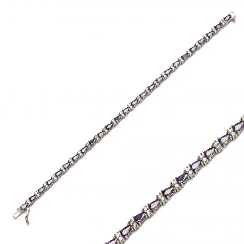 Amethyst Drop Cut 925 Tennis Bracelet Amethyst Drop Cut 925 Tennis Bracelet