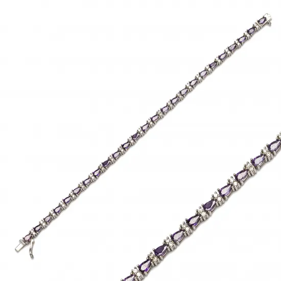 Amethyst Drop Cut 925 Tennis Bracelet Amethyst Drop Cut 925 Tennis Bracelet